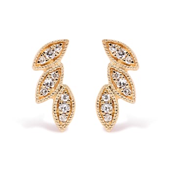 10K Yellow Gold 1/10 Cttw Diamond Triple Leaf Stud Earring (H-I Color,
I1-I2 Clarity)