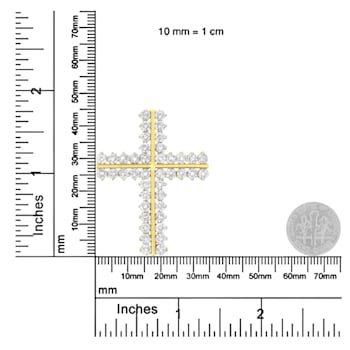 10K Yellow Gold 4.0ctw Diamond Two Row Cross 18" Pendant
w\chain(J-K Clarity, I1-I2 Color)