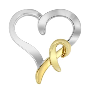 14K Yellow Gold Over Sterling Silver Heart Shaped Pendant With Chain