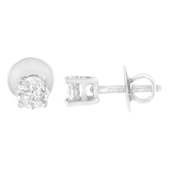 14K White Gold 1/2ctw Diamond Solitaire Stud Earrings