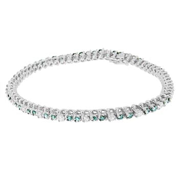 14K White Gold 4 5/8ctw Blue Diamond Bracelet