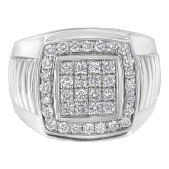 14K White Gold Men's Diamond Squared Band Ring (1 cttw, H-I Color,
SI2-I1 Clarity)
