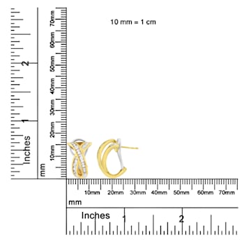 14K Two-Tone 1/2ctw "X" Shape Cross Over Diamond Hoop Earrings