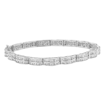 14K White Gold 3.22ctw Round-Cut Diamond Bracelet