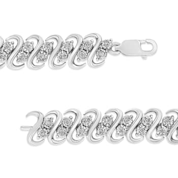 0.50ctw White Diamond Double Row Sterling Silver Tennis Bracelet