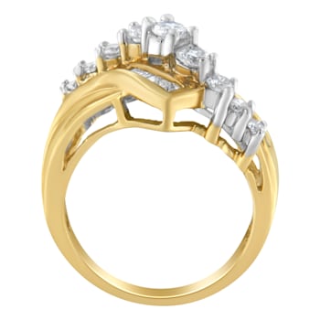 10K Two-Toned Diamond Bypass Ring (1 Cttw, H-I Color, SI2-I1 Clarity)