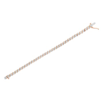 14K Rose Gold Over Sterling Silver 1/4 Cttw Diamond "S" Tennis Bracelet