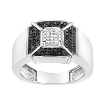 Sterling Silver 3/8ctw Composite Enhanced Black and White Diamond Men's
Band Ring (H-I, I2-I3)