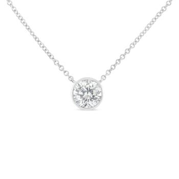 0.10ctw Diamond Bezel Set Solitaire 10K White Gold Necklace (H-I, SI2-I1)
