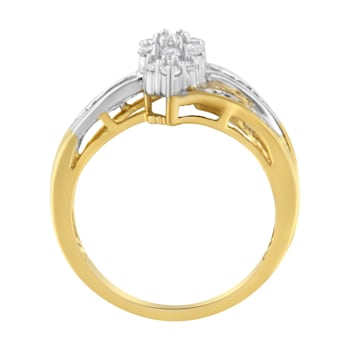 0.50ctw Marquise Diamond Cluster Split Shank 10K Yellow and White Gold Ring