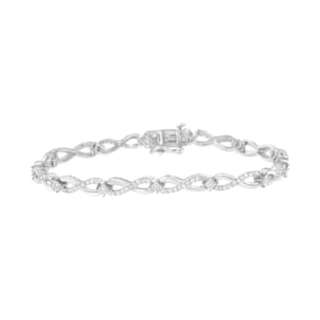 Sterling Silver 1.0ctw Diamond Infinity Link Bracelet