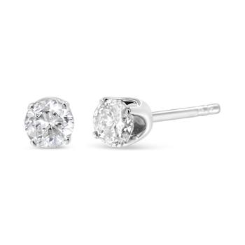 14K White Gold 5/8ctw Round Brilliant-Cut Lab Grown Diamond Classic Push
back Stud Earrings