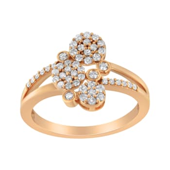 0.50ctw Diamond Bypass 14K Rose Gold Over Sterling Silver Ring