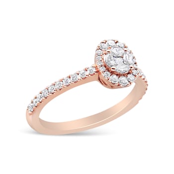 18K Rose Gold 1/2 Cttw Composite Marquise Composite Diamond Oval Halo
Engagement Ring