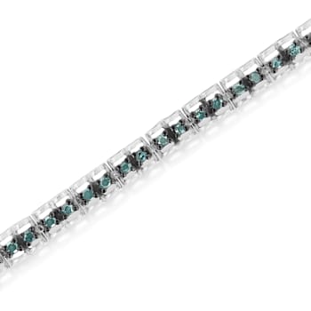 Black Rhodium over Sterling Silver 1.0ctw Rose Cut Blue Diamond
Double-Link 7" Tennis Bracelet