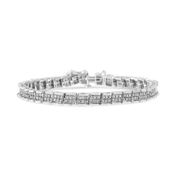 Sterling Silver 2ct TDW Rose-Cut Diamond Link Bracelet (I-J, I3-Promo) - 7"
