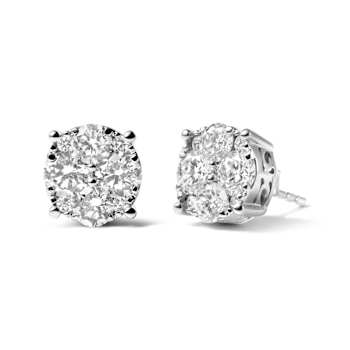 14K White Gold 2.00 Cttw Lab Grown Diamond Cluster Stud Earrings (G-H
Color, VS1-VS2 Clarity)