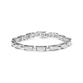 14K White Gold 3.0 Cttw Invisible Set Princess Cut Diamond Link and
Buckle 7" Tennis Bracelet