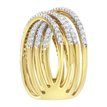 10K Yellow Gold Diamond Bypass Ring (1 5/8ctw, H-I Color, SI2-I1 Clarity)