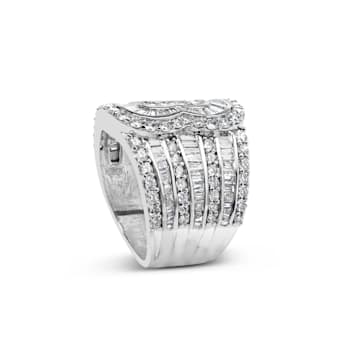 10K White Gold 2 1/2ctw Mixed Shapes-Cut Diamond Multi-Row Bypass Ring