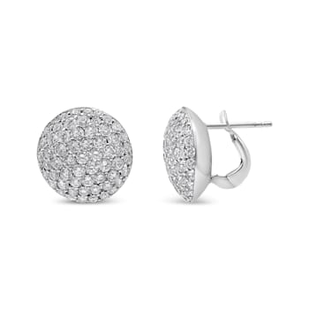 18K White Gold 3 1/2ctw Shared Prong Set Diamond Cluster Composite Disc
Stud Earrings