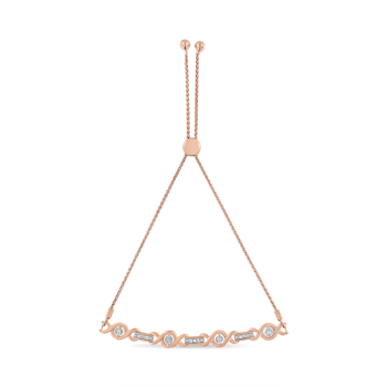 10K Rose Gold Over Sterling Silver Channel Set Diamond Accent Twist Bolo Bracelet