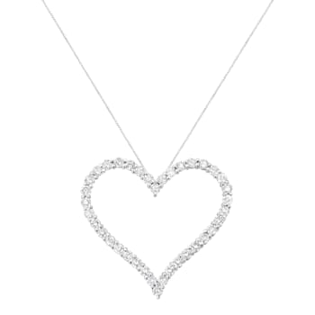 Sterling Silver 3.0ctw Round-Cut Diamond Open Heart Pendant w\chain(I-J
Color, I2-I3 Clarity) - 18"