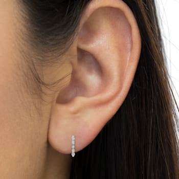 0.16ctw Diamond Milgrain Sterling Silver Hoop Earring