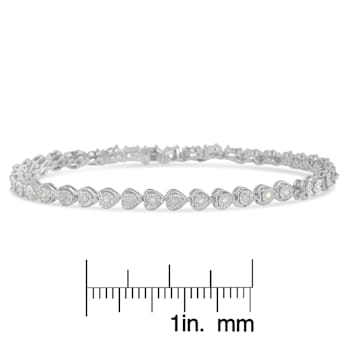 Sterling Silver .25ctw Diamond Heart Tennis Link Bracelet