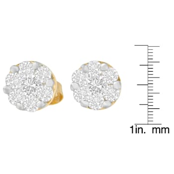 14K Yellow Gold 3/4ctw Round Cut Diamond Stud Earrings