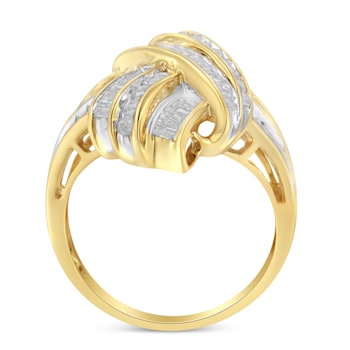 10K Yellow Gold Over Sterling Silver 1.0ctw Mixed Diamond Channel Ring
(I-J Color, I2-I3 Clarity)