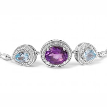Sterling Silver Amethyst and Blue Topaz with Diamond Accent Lariat
4”-10” Adjustable Bolo Bracelet