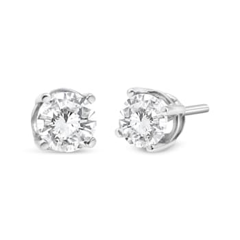 14K White Gold 3/4ctw Lab Grown Diamond 4-Prong Classic Stud Earrings