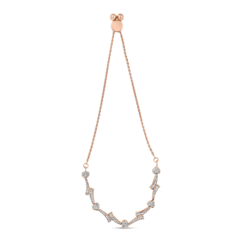14K Rose Gold Over Sterling Silver Diamond Accent Heart and Wave Bolo
Bracelet - 6" to 9" Adjustable