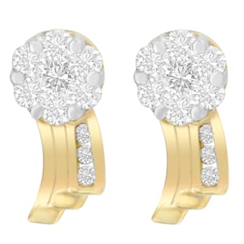 14K Yellow Gold 7/8ctw Round Cut Diamond Earrings