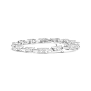 14K White Gold 2.0ctw Princess Cut Invisible Set Diamond Rectangular
Link Bracelet