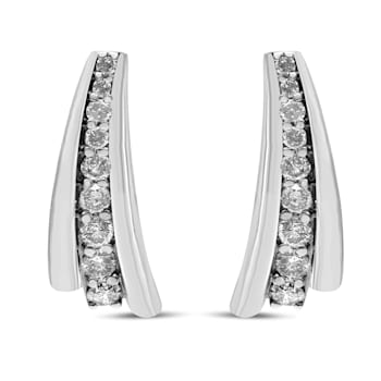 Sterling Silver 1/2 Cttw Round Diamond Graduated Huggie Earrings (I2-I3
Clarity, I-J Color)