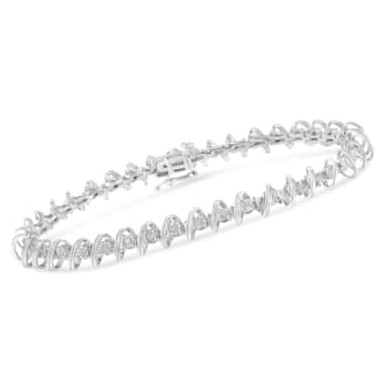 Sterling Silver 1/2ct TDW Rose-Cut Diamond Tennis Bracelet (I-J,
I3-Promo) - 7"