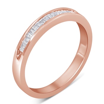10K Rose Gold Over Sterling Silver 1/5ctw Diamond Channel-Set Band Ring
(H-I Color, I1-I2 Clarity)