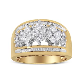10K Two-tone 1 1/2ctw Pear Shaped 3 Stone Style Diamond Ring Band (H-I
Color, SI1-SI2 Clarity)