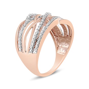 Diamond Accent Crossover 14K Rose Gold Over Sterling Silver Ring