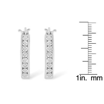 Sterling-Silver Diamond Accent Channel Set Style Hoop Earring