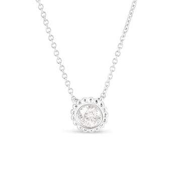 10K White Gold 1/2ctw Bezel Set Round Diamond Sunflower Finish Necklace
(I-J Color, I1-I2 Clarity)