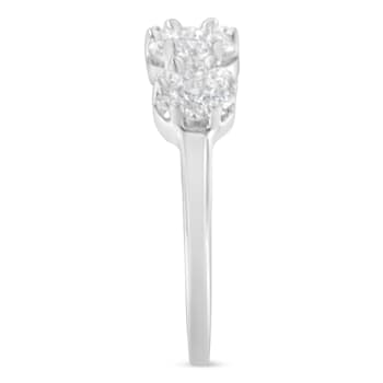 14K White Gold Three-Stone Cluster Diamond Ring (0.7 Cttw, H-I Color,
SI2-I1 Clarity)