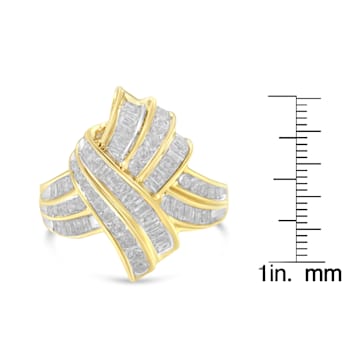 10K Yellow Gold Over Sterling Silver 1.0ctw Mixed Diamond Channel Ring
(I-J Color, I2-I3 Clarity)