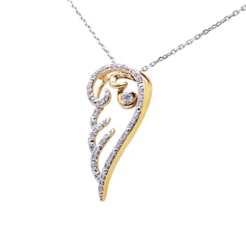 10K Yellow Gold Over Sterling Silver 1/4ctw Diamond Angel Wing Necklace
(H-I Color, I1-I2 Clarity)