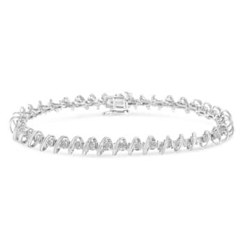Sterling Silver 1/2ct TDW Rose-Cut Diamond Tennis Bracelet (I-J,
I3-Promo) - 7"