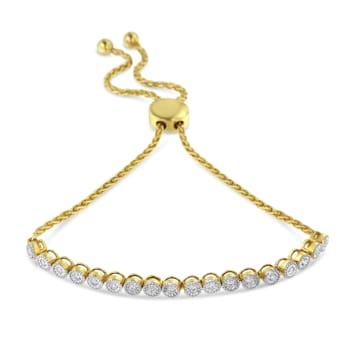10K Yellow Gold Over Sterling Silver Miracle-Set Diamond Accent 6”-9”
Adjustable Beaded Bolo