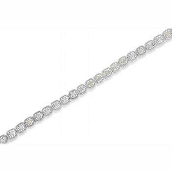 Sterling Silver 1.0ctw Diamond Miracle-Set Square Milgrain 7" Link
Tennis Bracelet