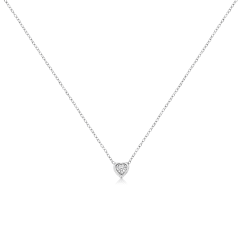 0.10ctw Round Miracle-Set Diamond 10K White Gold Heart Pendant with Chain